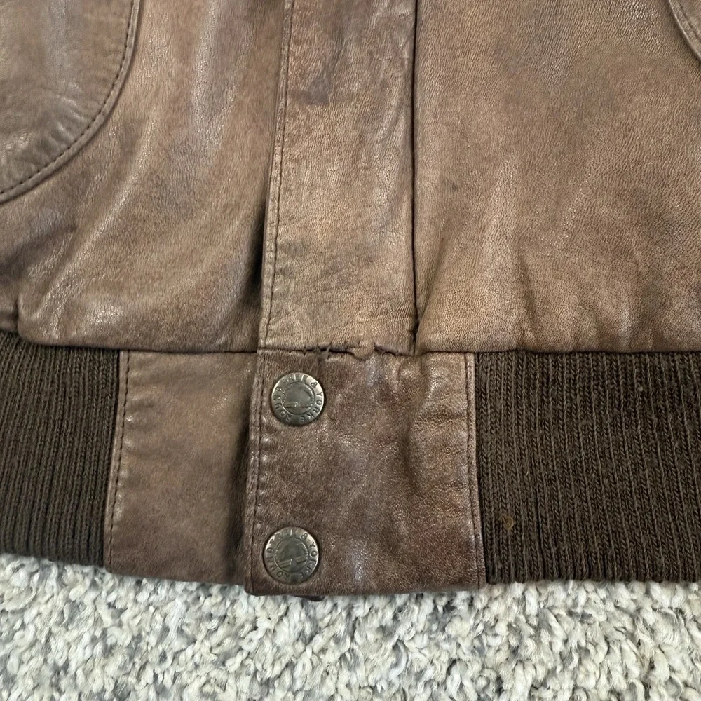 VTG Roundtree & Yorke Leather Bomber Jacket Mens L Aviator A2 Flight Distressed